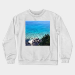 Clear Ocean Water Rocky Beach Photo Crewneck Sweatshirt